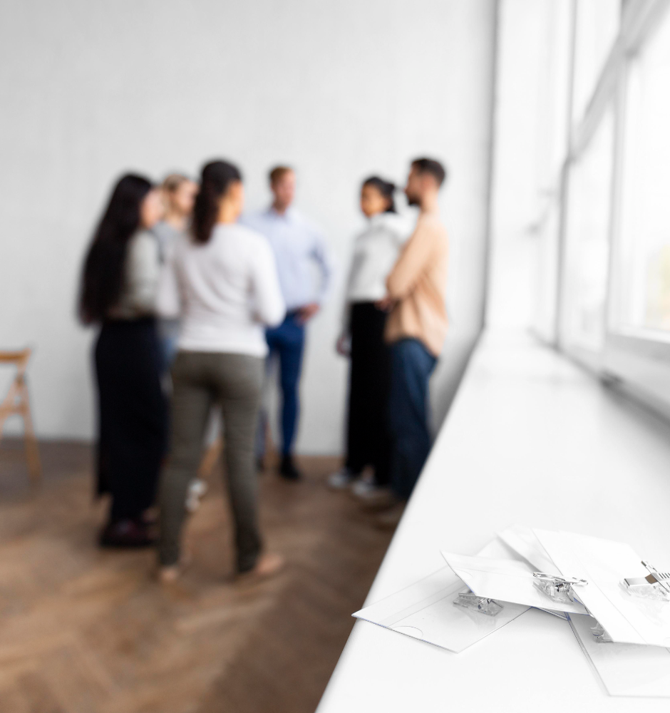 A procurement team in a workshop